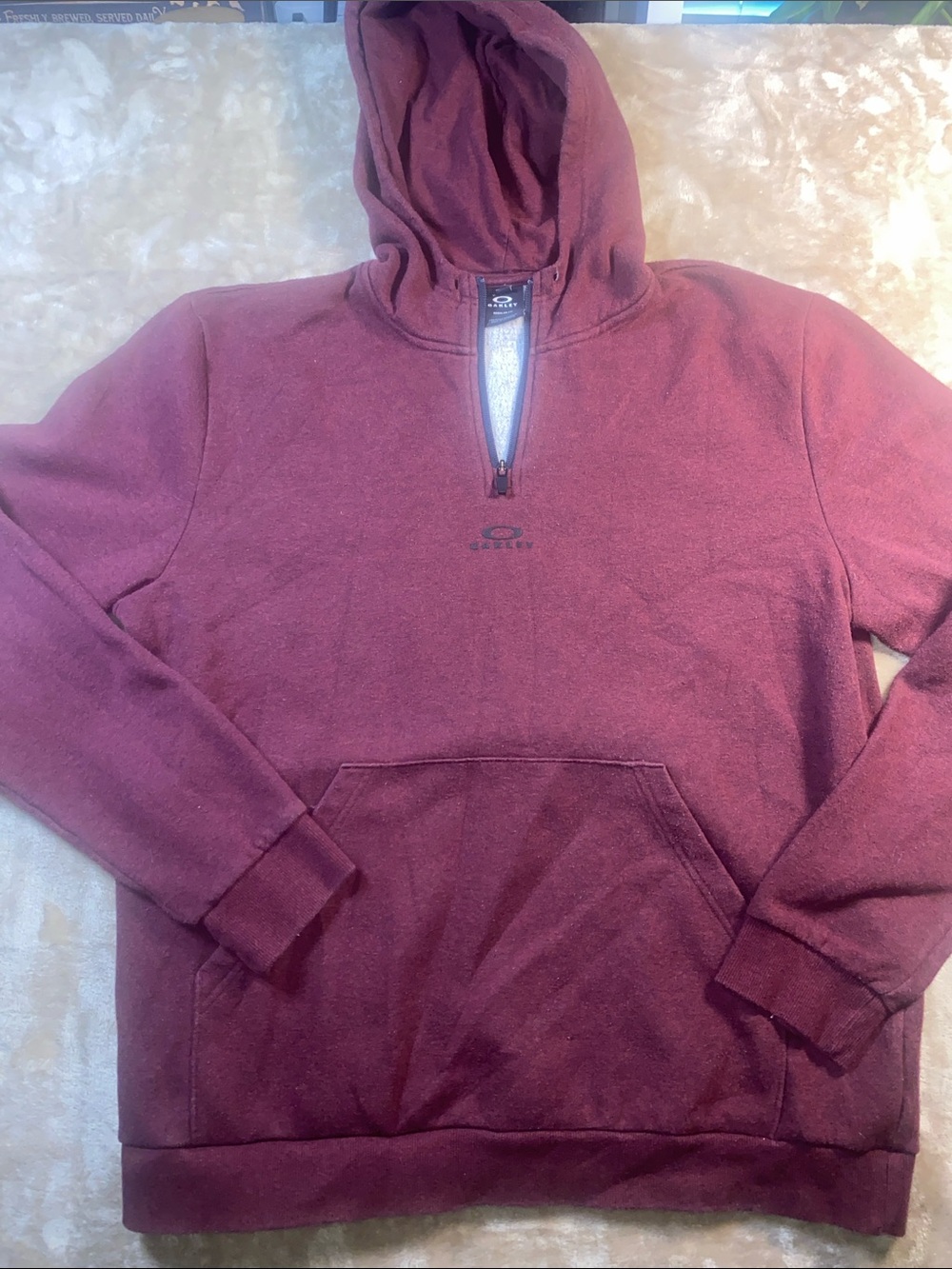 Oakley Men's Maroon Zip-Hood Pullover Sweater